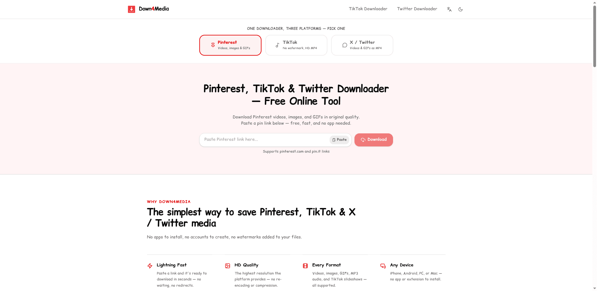Paste the Pinterest pin link